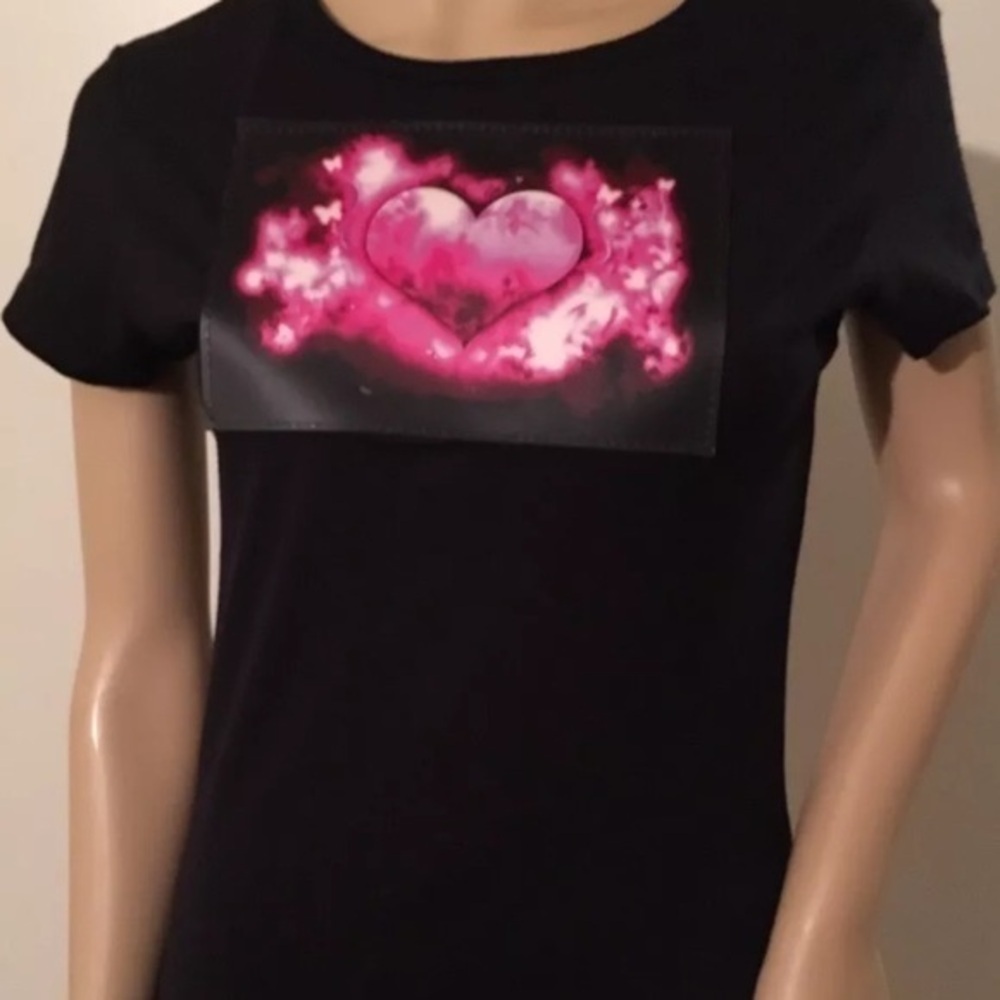 Alstyle Women's Black Pink Heart Shirt size L⭐️